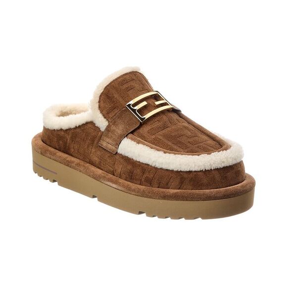 Fendi Apres Ff Suede & Shearling Mule